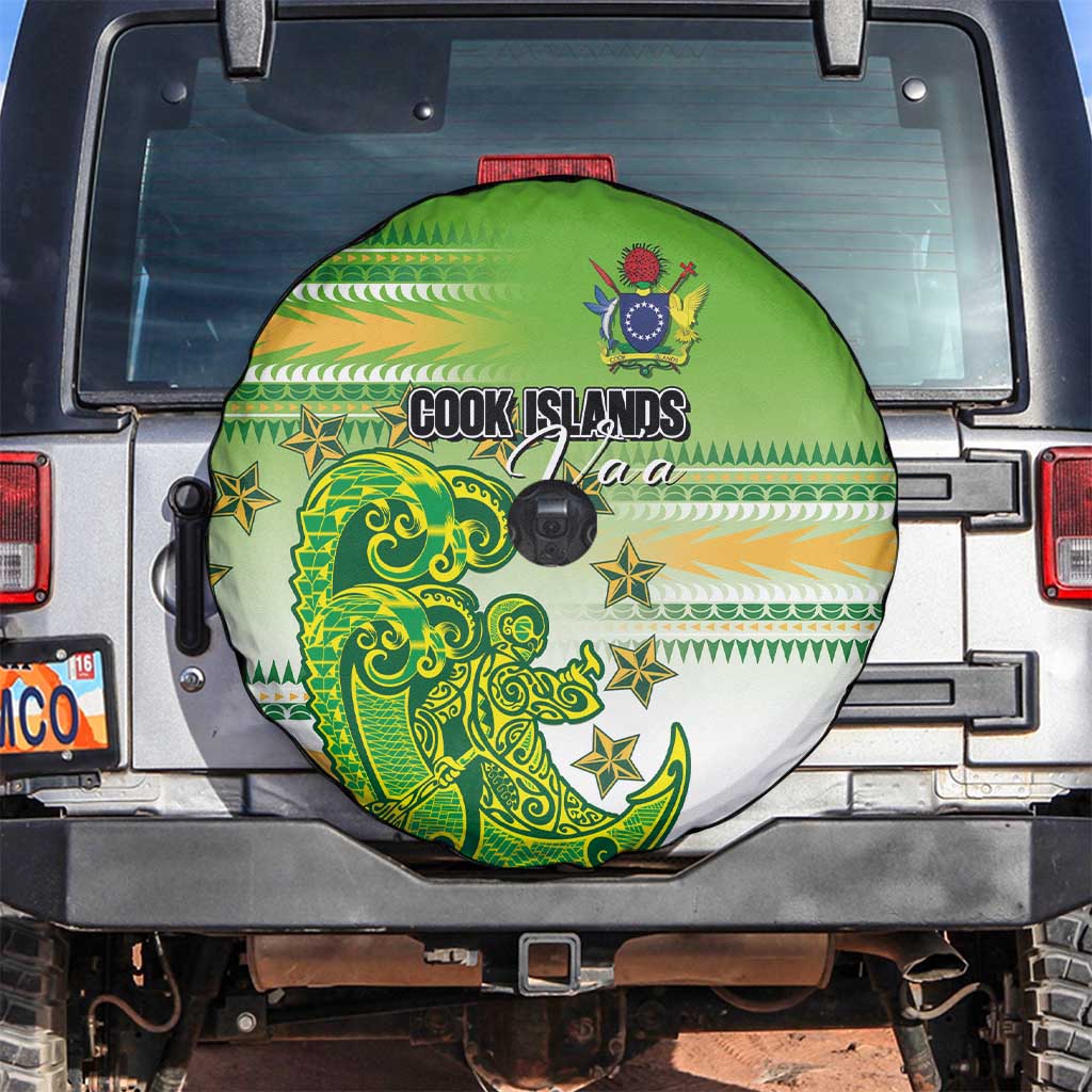 Cook Islands Va'a Race Spare Tire Cover Te Tatau Tattoos Sporty Style Green-White Color LT03 Green - Polynesian Pride