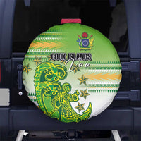Cook Islands Va'a Race Spare Tire Cover Te Tatau Tattoos Sporty Style Green-White Color LT03 No hole Green - Polynesian Pride