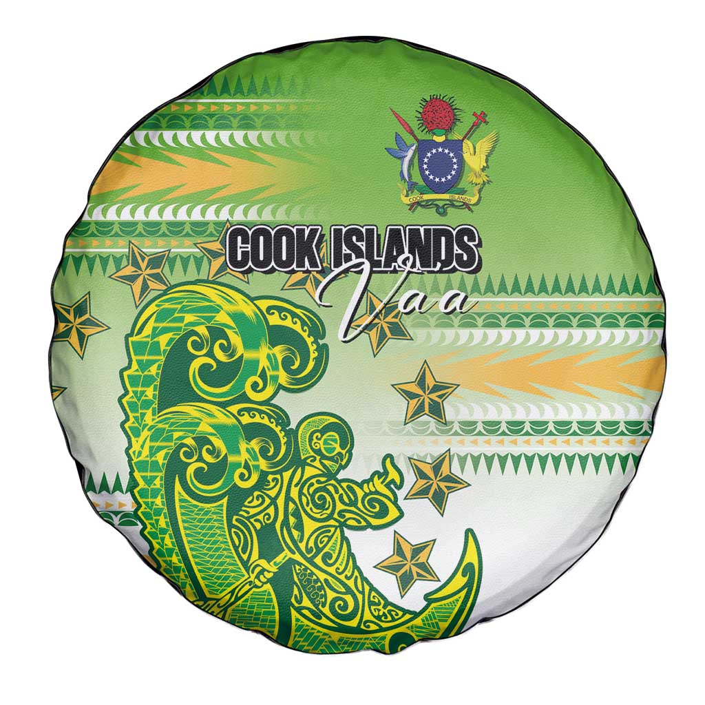 Cook Islands Va'a Race Spare Tire Cover Te Tatau Tattoos Sporty Style Green-White Color LT03 - Polynesian Pride