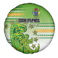 Cook Islands Va'a Race Spare Tire Cover Te Tatau Tattoos Sporty Style Green-White Color LT03 - Polynesian Pride