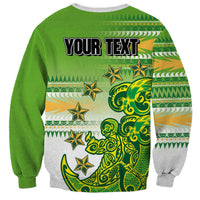 Personalised Cook Islands Va'a Race Sweatshirt Te Tatau Tattoos Sporty Style Green-White Color LT03 - Polynesian Pride