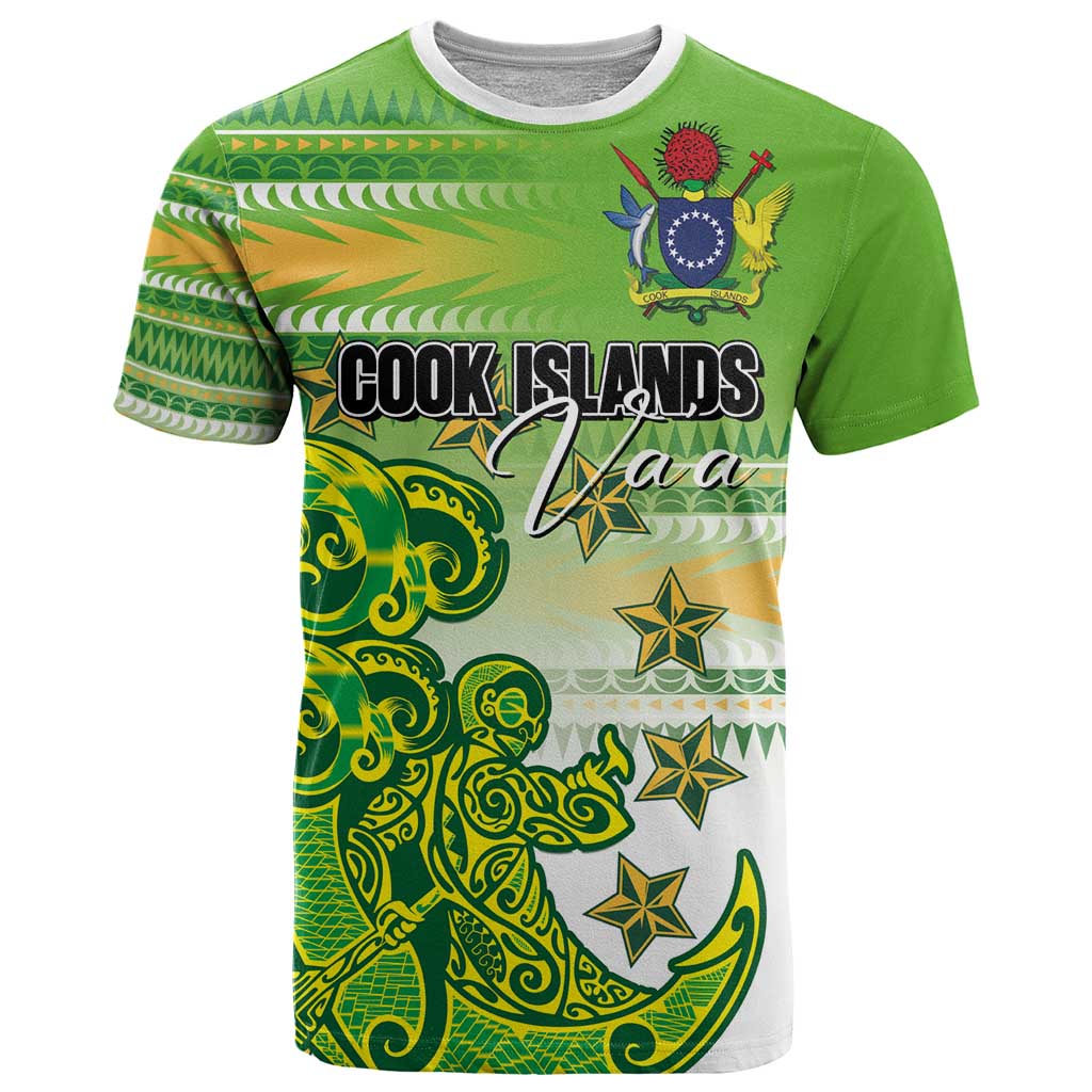 Personalised Cook Islands Va'a Race T Shirt Te Tatau Tattoos Sporty Style Green-White Color LT03 Green - Polynesian Pride