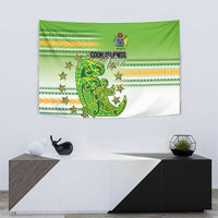 Cook Islands Va'a Race Tapestry Te Tatau Tattoos Sporty Style Green-White Color LT03 - Polynesian Pride