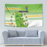 Cook Islands Va'a Race Tapestry Te Tatau Tattoos Sporty Style Green-White Color LT03 - Polynesian Pride