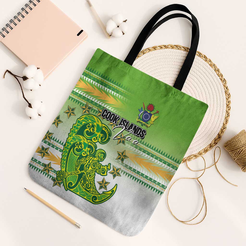 Cook Islands Va'a Race Tote Bag Te Tatau Tattoos Sporty Style Green-White Color LT03 Black Strap One Size Green - Polynesian Pride