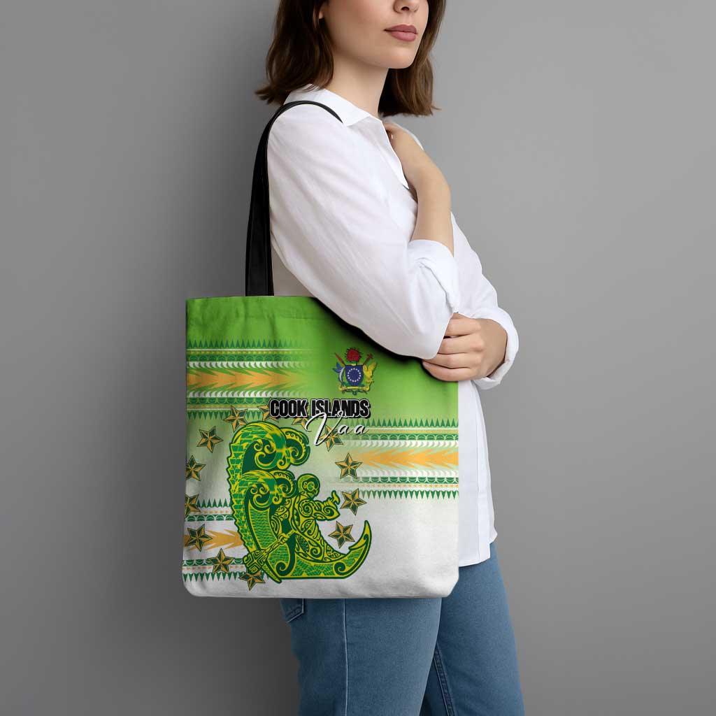 Cook Islands Va'a Race Tote Bag Te Tatau Tattoos Sporty Style Green-White Color LT03 - Polynesian Pride