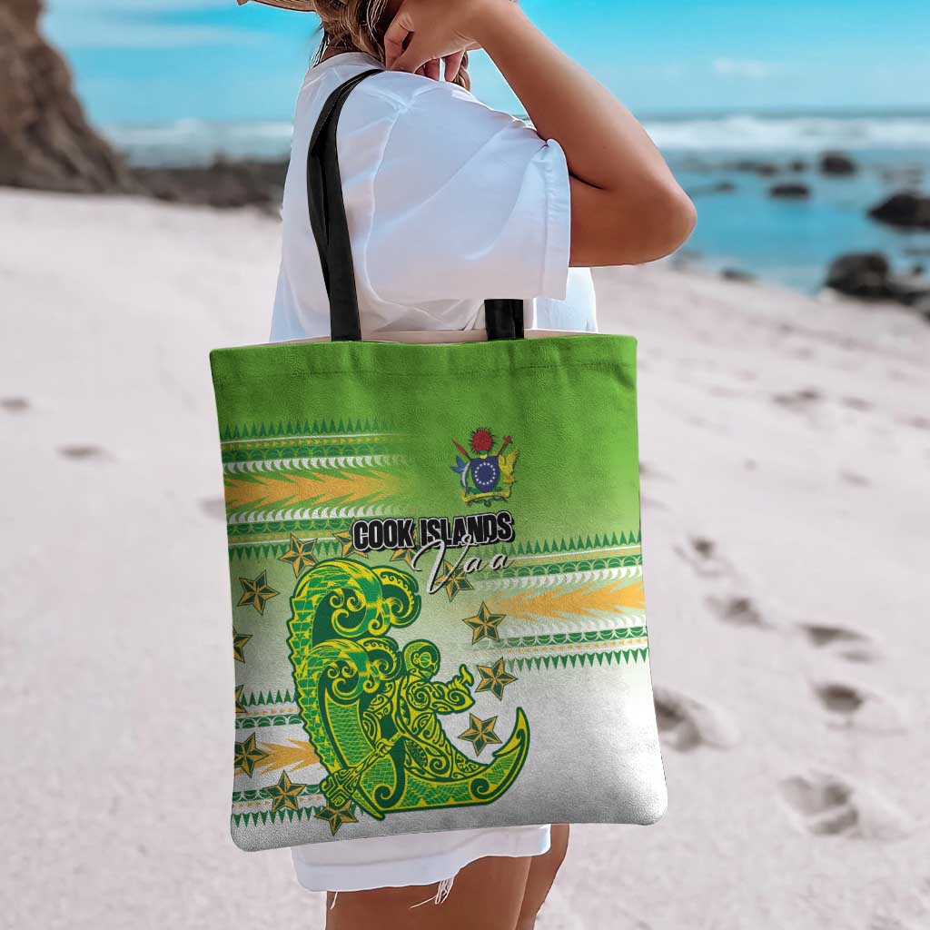 Cook Islands Va'a Race Tote Bag Te Tatau Tattoos Sporty Style Green-White Color LT03 - Polynesian Pride