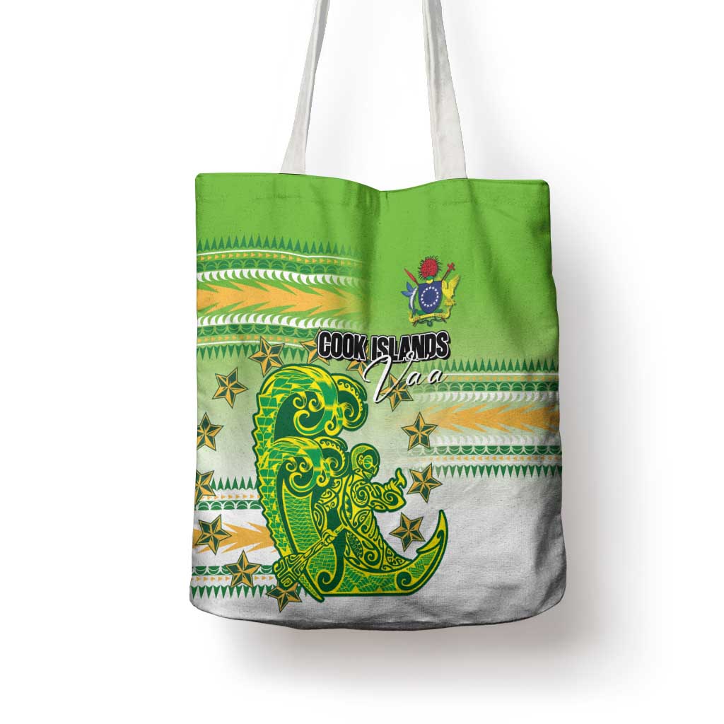 Cook Islands Va'a Race Tote Bag Te Tatau Tattoos Sporty Style Green-White Color LT03 - Polynesian Pride