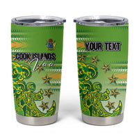 Personalised Cook Islands Va'a Race Tumbler Cup Te Tatau Tattoos Sporty Style Green-White Color LT03 Green - Polynesian Pride