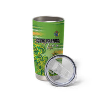 Personalised Cook Islands Va'a Race Tumbler Cup Te Tatau Tattoos Sporty Style Green-White Color LT03 - Polynesian Pride