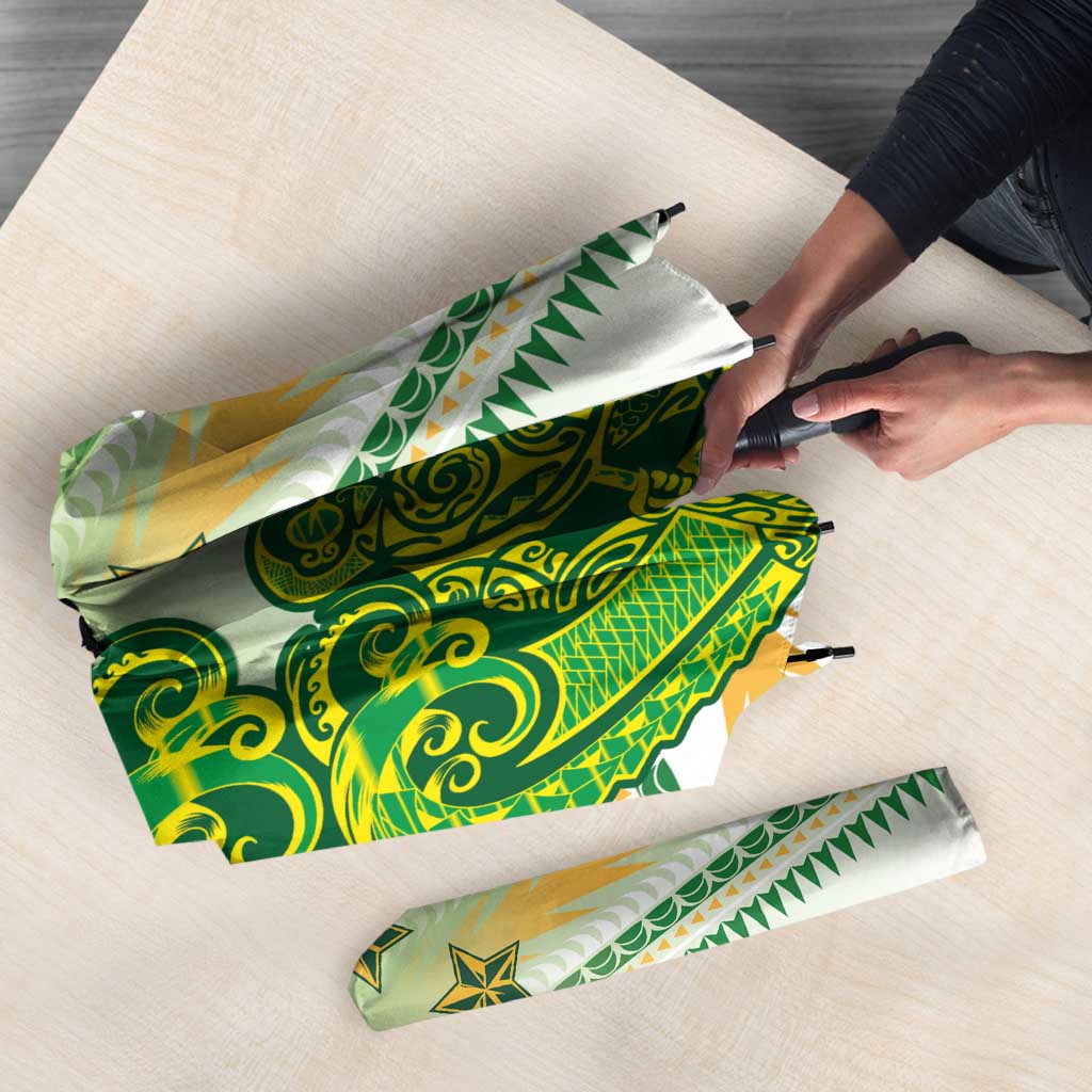 Cook Islands Va'a Race Umbrella Te Tatau Tattoos Sporty Style Green-White Color LT03 - Polynesian Pride