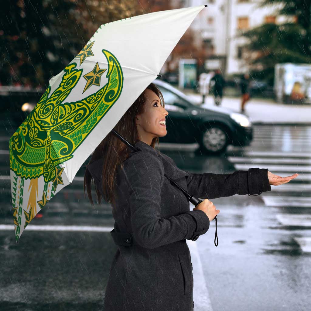 Cook Islands Va'a Race Umbrella Te Tatau Tattoos Sporty Style Green-White Color LT03 - Polynesian Pride