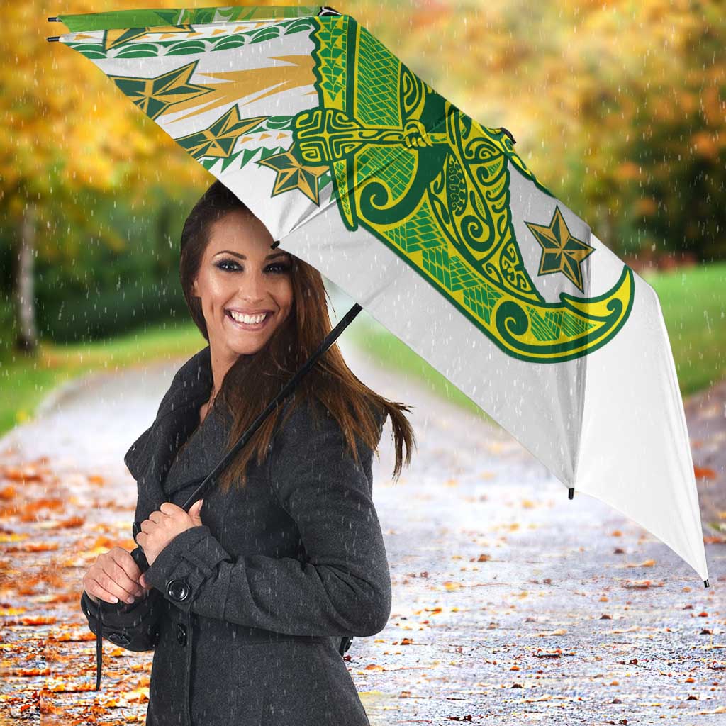 Cook Islands Va'a Race Umbrella Te Tatau Tattoos Sporty Style Green-White Color LT03 - Polynesian Pride