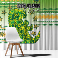 Cook Islands Va'a Race Window Curtain Te Tatau Tattoos Sporty Style Green-White Color LT03 - Polynesian Pride