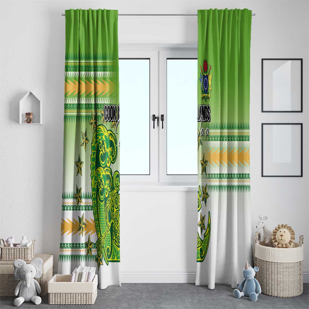 Cook Islands Va'a Race Window Curtain Te Tatau Tattoos Sporty Style Green-White Color LT03 - Polynesian Pride