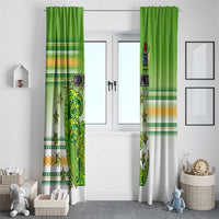 Cook Islands Va'a Race Window Curtain Te Tatau Tattoos Sporty Style Green-White Color LT03 - Polynesian Pride