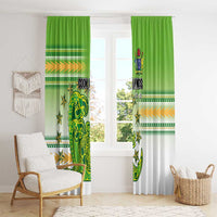Cook Islands Va'a Race Window Curtain Te Tatau Tattoos Sporty Style Green-White Color LT03 - Polynesian Pride