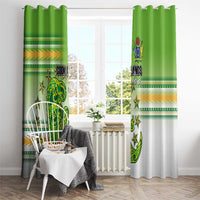 Cook Islands Va'a Race Window Curtain Te Tatau Tattoos Sporty Style Green-White Color LT03 - Polynesian Pride