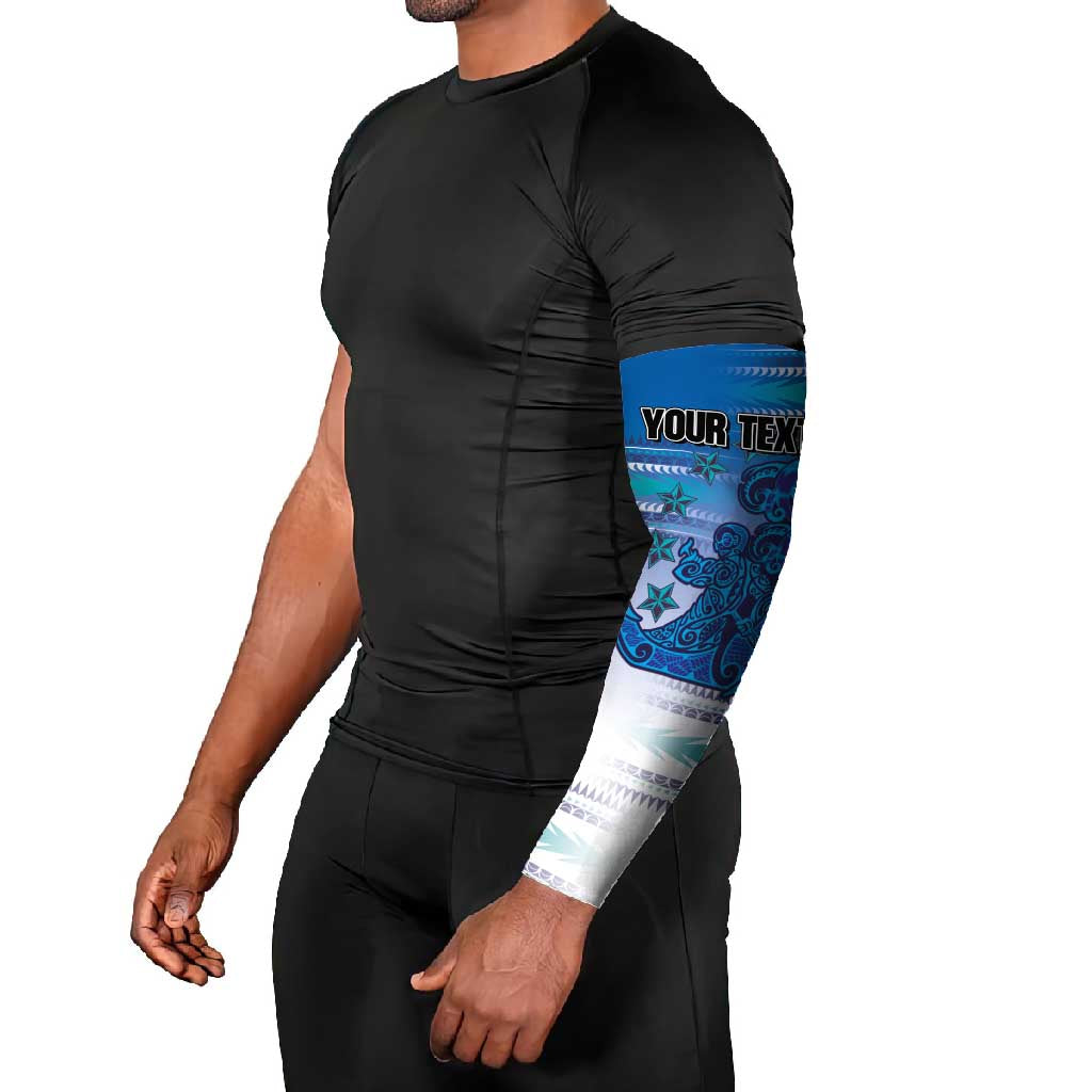 Personalised Cook Islands Va'a Race Arm Sleeves Te Tatau Tattoos Sporty Style Light Blue Color LT03 - Polynesian Pride