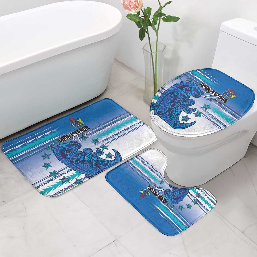 Cook Islands Va'a Race Bathroom Set Te Tatau Tattoos Sporty Style Light Blue Color - Polynesian Pride