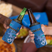 Personalised Cook Islands Va'a Race 4 in 1 Can Cooler Tumbler Te Tatau Tattoos Sporty Style Light Blue Color LT03 - Polynesian Pride