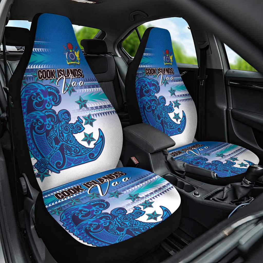 Cook Islands Va'a Race Car Seat Cover Te Tatau Tattoos Sporty Style Light Blue Color LT03 One Size Blue - Polynesian Pride