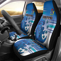 Cook Islands Va'a Race Car Seat Cover Te Tatau Tattoos Sporty Style Light Blue Color LT03 - Polynesian Pride