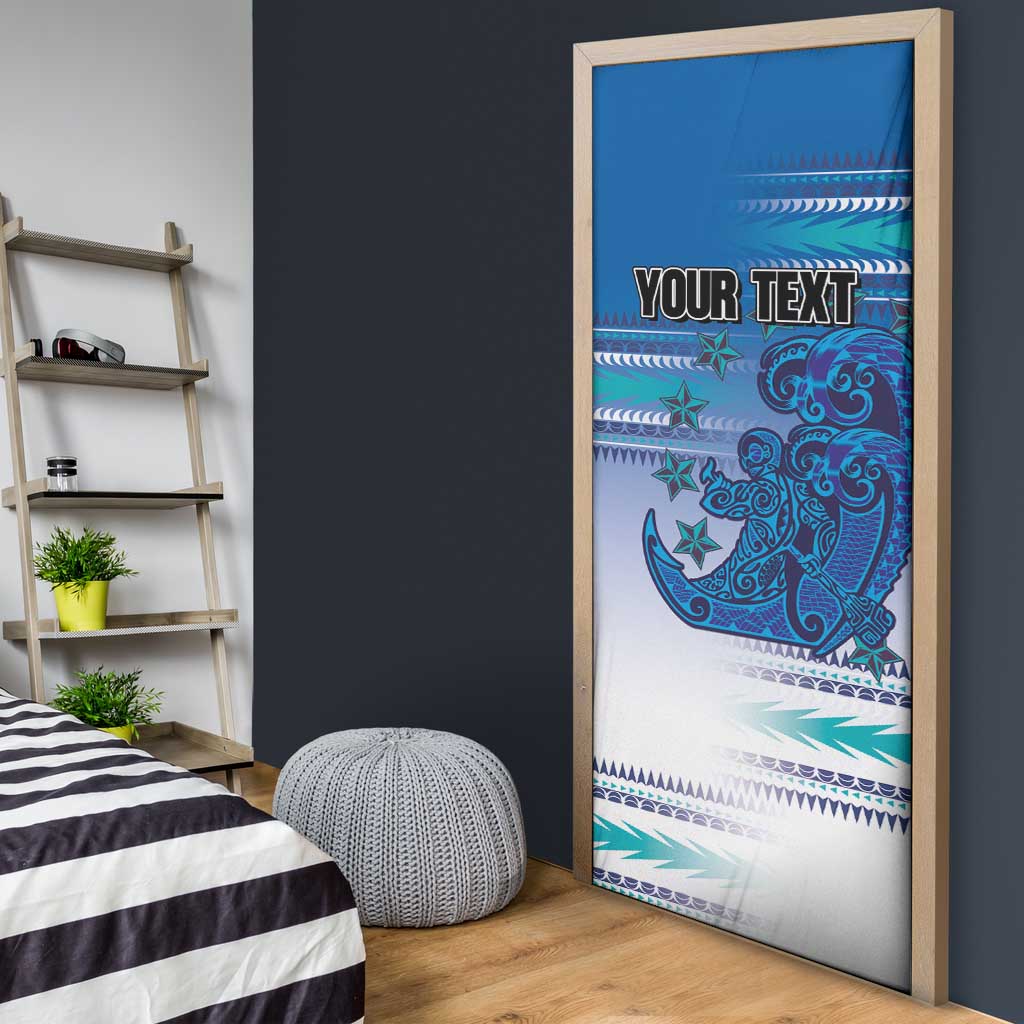 Personalised Cook Islands Va'a Race Door Cover Te Tatau Tattoos Sporty Style Light Blue Color LT03 - Polynesian Pride