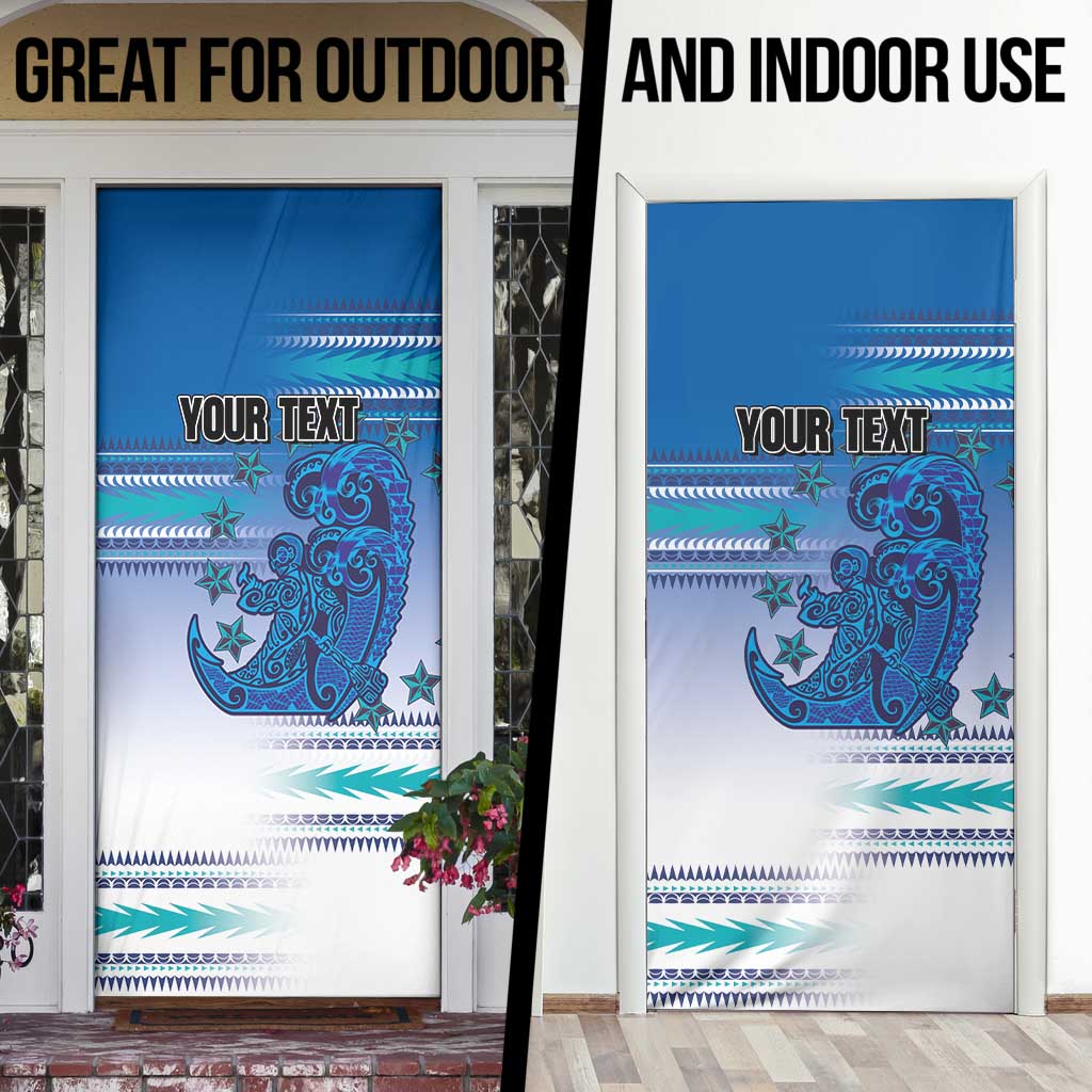 Personalised Cook Islands Va'a Race Door Cover Te Tatau Tattoos Sporty Style Light Blue Color LT03 - Polynesian Pride