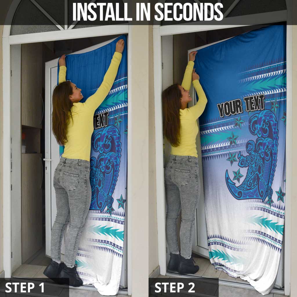 Personalised Cook Islands Va'a Race Door Cover Te Tatau Tattoos Sporty Style Light Blue Color LT03 - Polynesian Pride