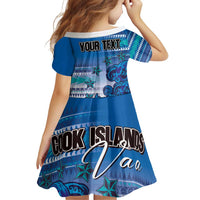 Personalised Cook Islands Va'a Race Family Matching Puletasi and Hawaiian Shirt Te Tatau Tattoos Sporty Style Light Blue Color LT03 - Polynesian Pride