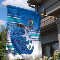 Cook Islands Va'a Race Garden Flag Te Tatau Tattoos Sporty Style Light Blue Color LT03 - Polynesian Pride