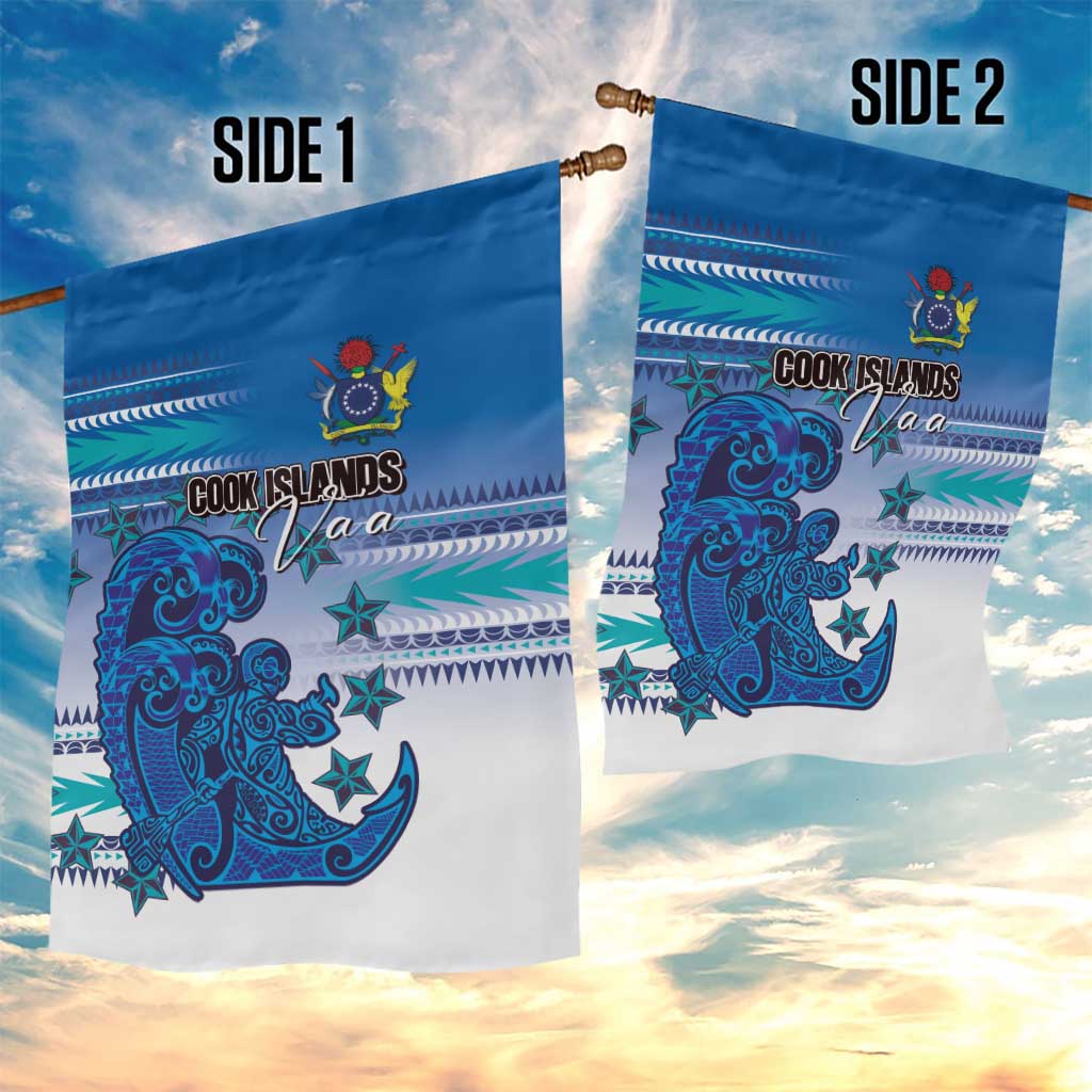 Cook Islands Va'a Race Garden Flag Te Tatau Tattoos Sporty Style Light Blue Color LT03 - Polynesian Pride