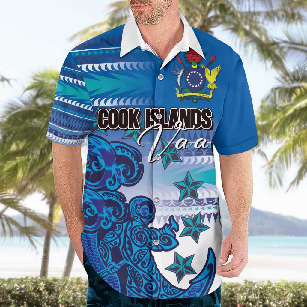 Personalised Cook Islands Va'a Race Hawaiian Shirt Te Tatau Tattoos Sporty Style Light Blue Color LT03 - Polynesian Pride