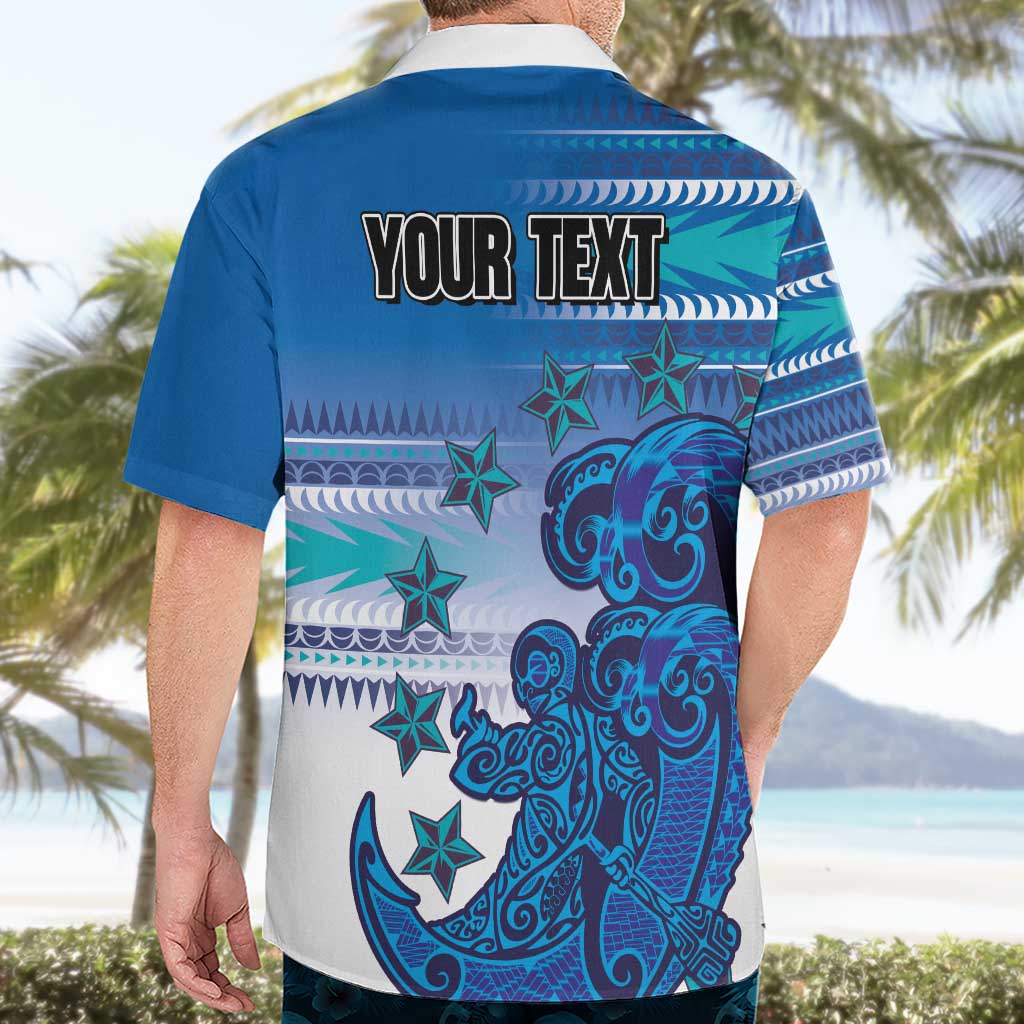 Personalised Cook Islands Va'a Race Hawaiian Shirt Te Tatau Tattoos Sporty Style Light Blue Color LT03 - Polynesian Pride