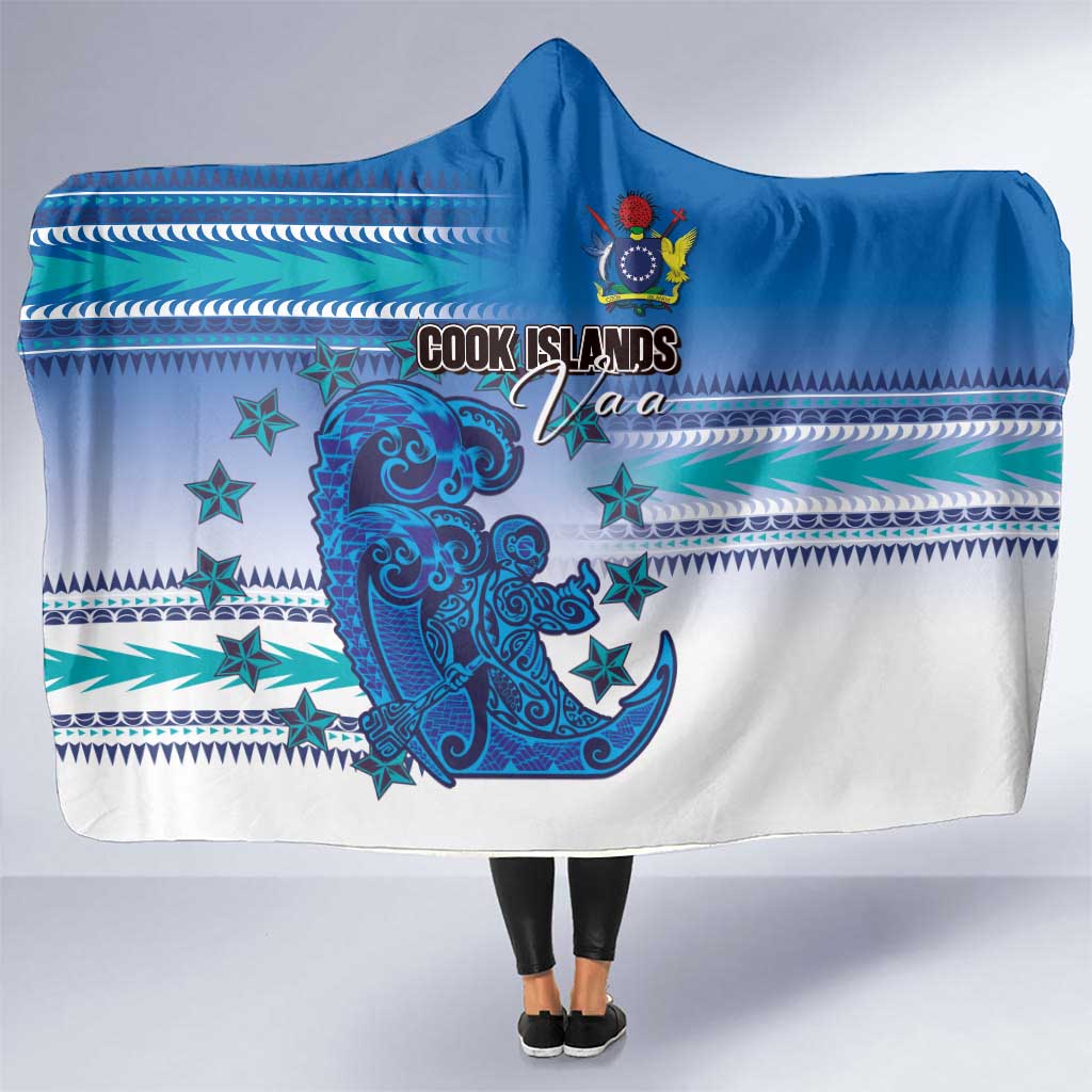 Cook Islands Va'a Race Hooded Blanket Te Tatau Tattoos Sporty Style Light Blue Color LT03 One Size Blue - Polynesian Pride