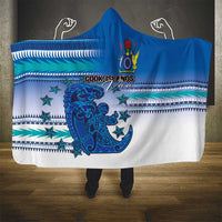 Cook Islands Va'a Race Hooded Blanket Te Tatau Tattoos Sporty Style Light Blue Color LT03 - Polynesian Pride