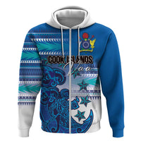 Personalised Cook Islands Va'a Race Hoodie Te Tatau Tattoos Sporty Style Light Blue Color LT03 Zip Hoodie Blue - Polynesian Pride