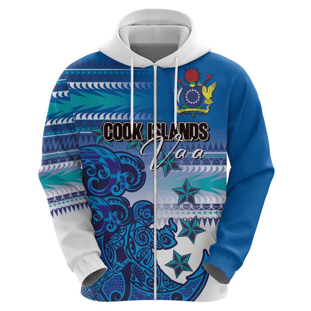 Personalised Cook Islands Va'a Race Hoodie Te Tatau Tattoos Sporty Style Light Blue Color LT03 - Polynesian Pride
