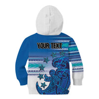 Personalised Cook Islands Va'a Race Kid Hoodie Te Tatau Tattoos Sporty Style Light Blue Color LT03 - Polynesian Pride