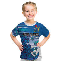 Personalised Cook Islands Va'a Race Kid T Shirt Te Tatau Tattoos Sporty Style Light Blue Color LT03 Blue - Polynesian Pride