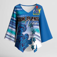 Personalised Cook Islands Va'a Race Kimono Sleeve Blouse Te Tatau Tattoos Sporty Style Light Blue Color LT03 Female Blue - Polynesian Pride