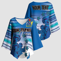 Personalised Cook Islands Va'a Race Kimono Sleeve Blouse Te Tatau Tattoos Sporty Style Light Blue Color LT03 - Polynesian Pride