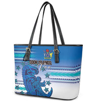 Cook Islands Va'a Race Leather Tote Bag Te Tatau Tattoos Sporty Style Light Blue Color LT03 - Polynesian Pride
