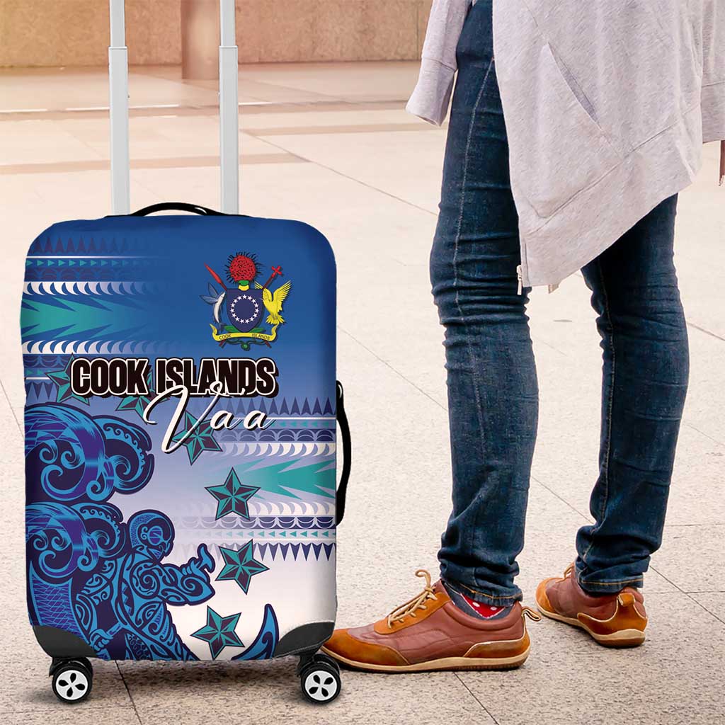 Cook Islands Va'a Race Luggage Cover Te Tatau Tattoos Sporty Style Light Blue Color LT03 Blue - Polynesian Pride