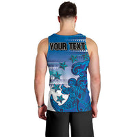Personalised Cook Islands Va'a Race Men Tank Top Te Tatau Tattoos Sporty Style Light Blue Color LT03 - Polynesian Pride