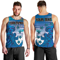 Personalised Cook Islands Va'a Race Men Tank Top Te Tatau Tattoos Sporty Style Light Blue Color LT03 - Polynesian Pride