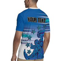 Personalised Cook Islands Va'a Race Rugby Jersey Te Tatau Tattoos Sporty Style Light Blue Color LT03 - Polynesian Pride