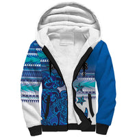 Personalised Cook Islands Va'a Race Sherpa Hoodie Te Tatau Tattoos Sporty Style Light Blue Color LT03 Unisex Blue - Polynesian Pride