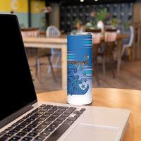 Personalised Cook Islands Va'a Race Skinny Tumbler Te Tatau Tattoos Sporty Style Light Blue Color LT03 - Polynesian Pride